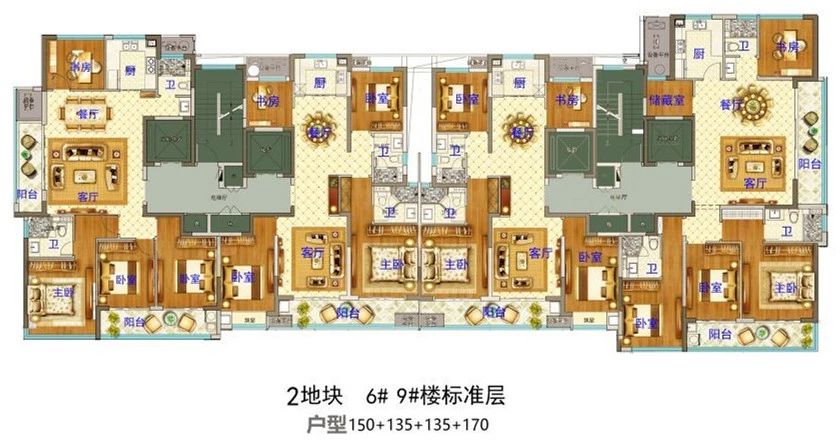 义乌市下车门新村B区块  6#9#楼标准层 户型图